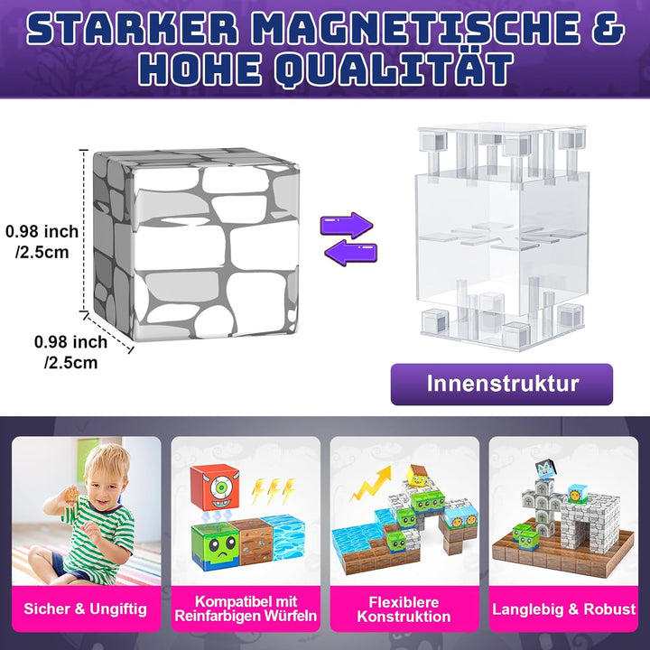 Magnetische Bausteine 150 Teile, Magnetblöcke Fliesen Bauen Magnetspielzeug Game-Based Kreative Gesc