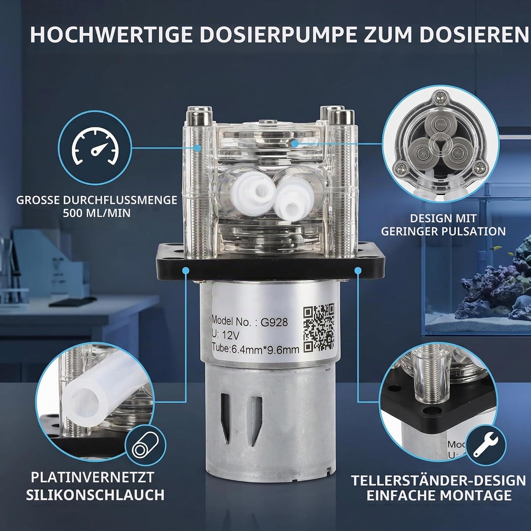 Fafeicy 12V Peristaltikpumpe G928, 500 ml/min Peristaltikpumpe mit grossem Durchfluss Hochwertige Do