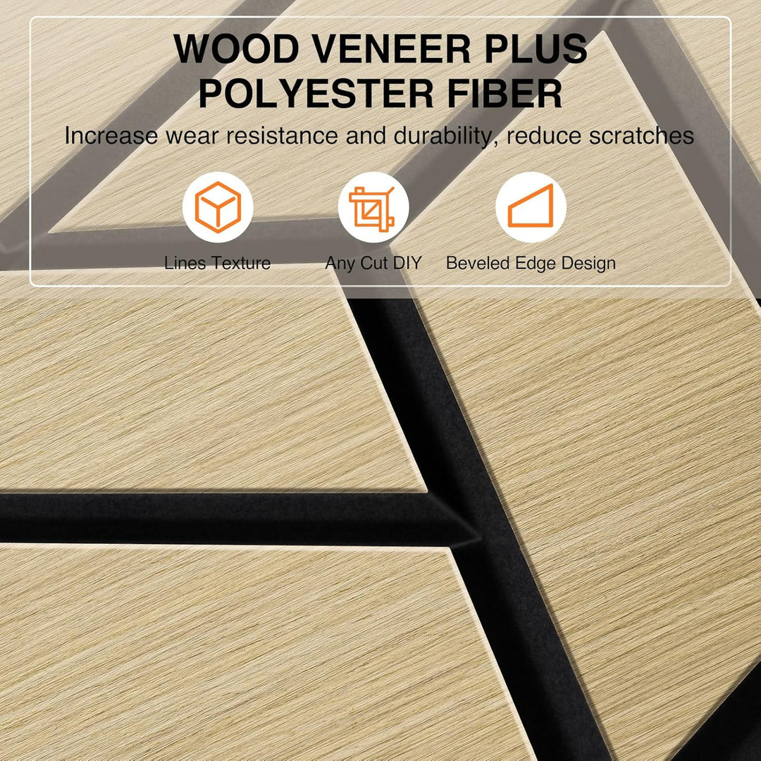JAMELO Akustikpaneele Holz Furnier 10 Stücke | 30 * 15 * 1.2cm Akustikplatten Selbstklebend 3D Wandp
