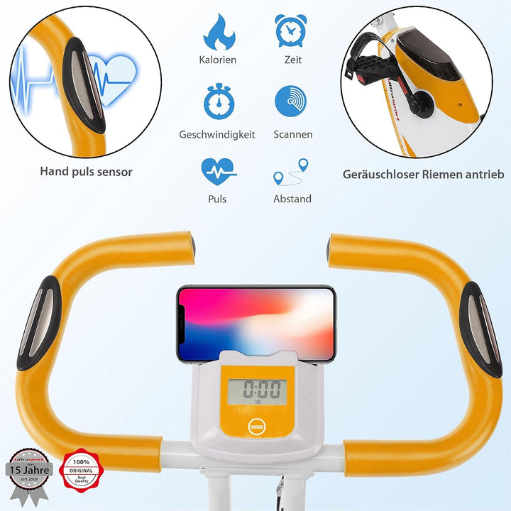 Ultrasport F-Bike, Faltbarer Heimtrainer, Hometrainer mit LCD Trainingscomputer,8 Widerstandstufen,