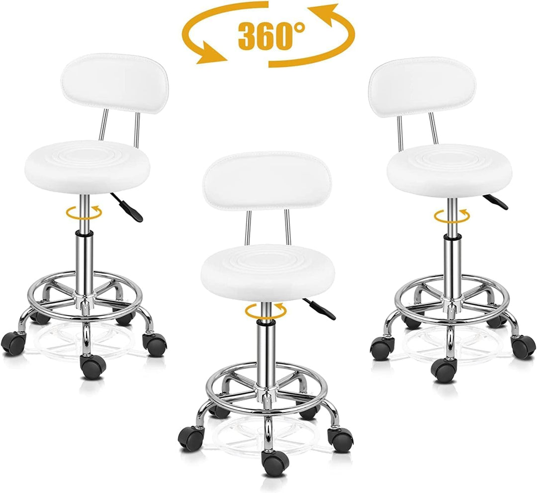 Ergonomischer Rollhocker mit Rückenlehne Arbeitshocker Drehhocker Rollhocker 360° drehbar Höhenverst