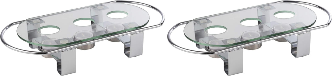 APS 35065 Speisenwärmer, Tellerwärmer, 3-flammig, Gestell aus Metall, Glasplatte, 34 x 18 x 6 cm (Pa