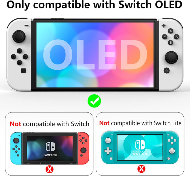 HEYSTOP Switch OLED Hülle Dockable PC Schutzhülle mit Griff Case und Daumenkappe für Nintendo Switch
