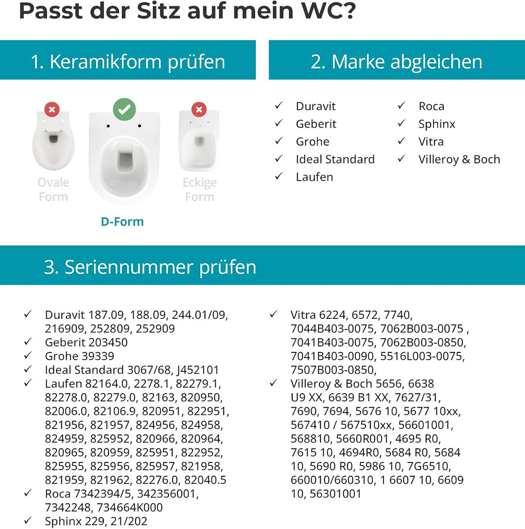 Calmwaters® Antibakterieller WC Sitz mit Absenkautomatik für Villeroy &amp; Boch Subway | Artic | Archit