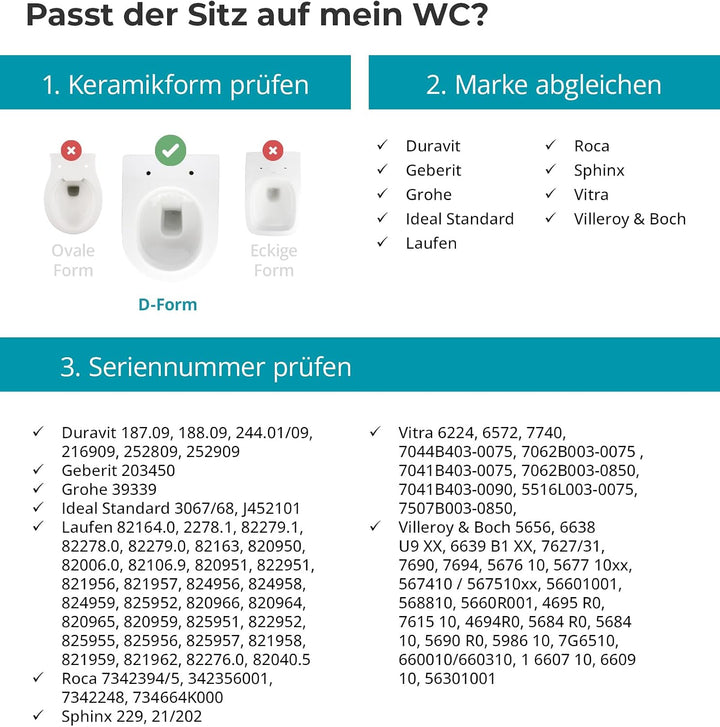 Calmwaters® Antibakterieller WC Sitz mit Absenkautomatik für Villeroy &amp; Boch Subway | Artic | Archit