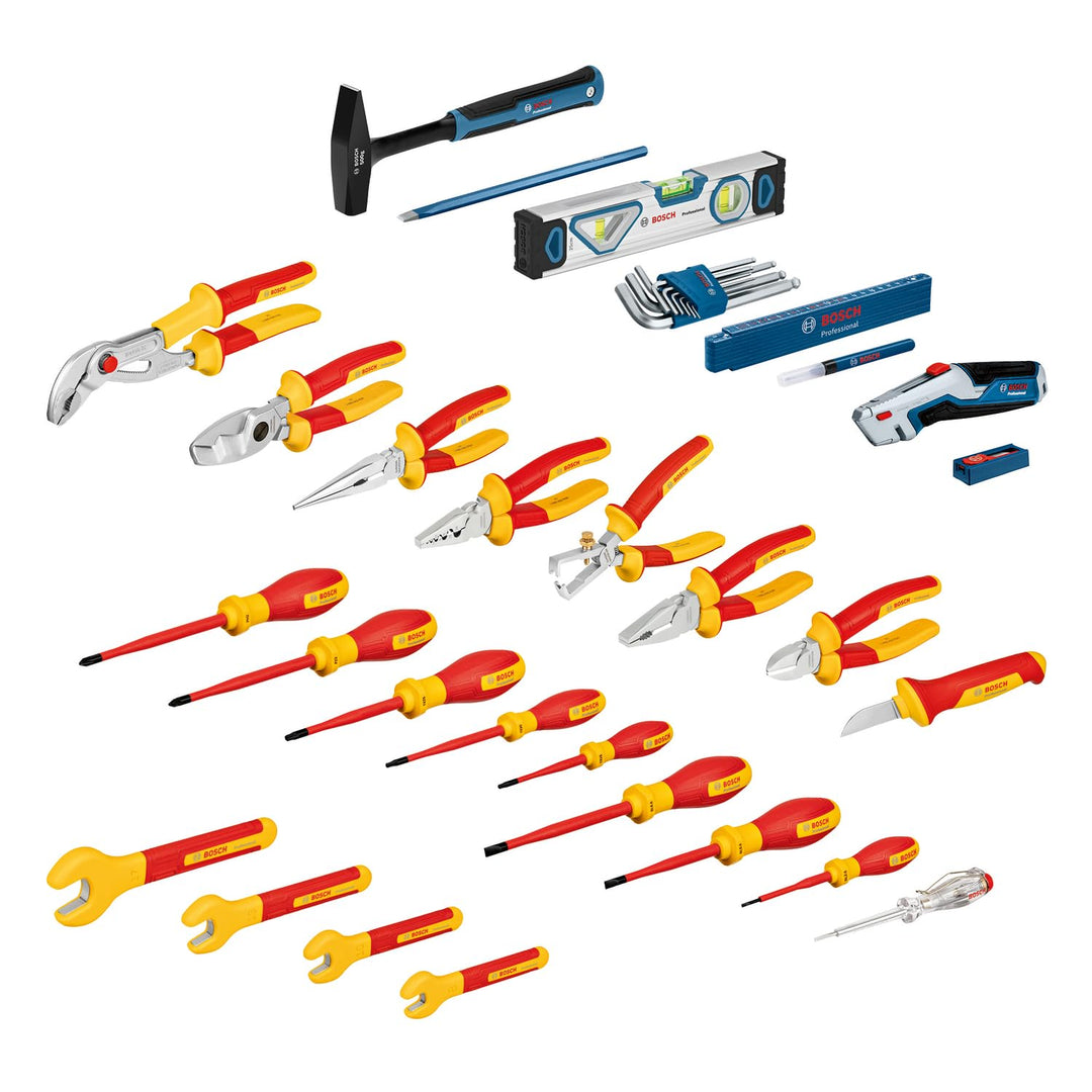 Bosch Professional gemischtes Handwerkzeug-Set, 37-teilig (inkl. 21 VDE-Handwerkzeugen und 16 zusätz