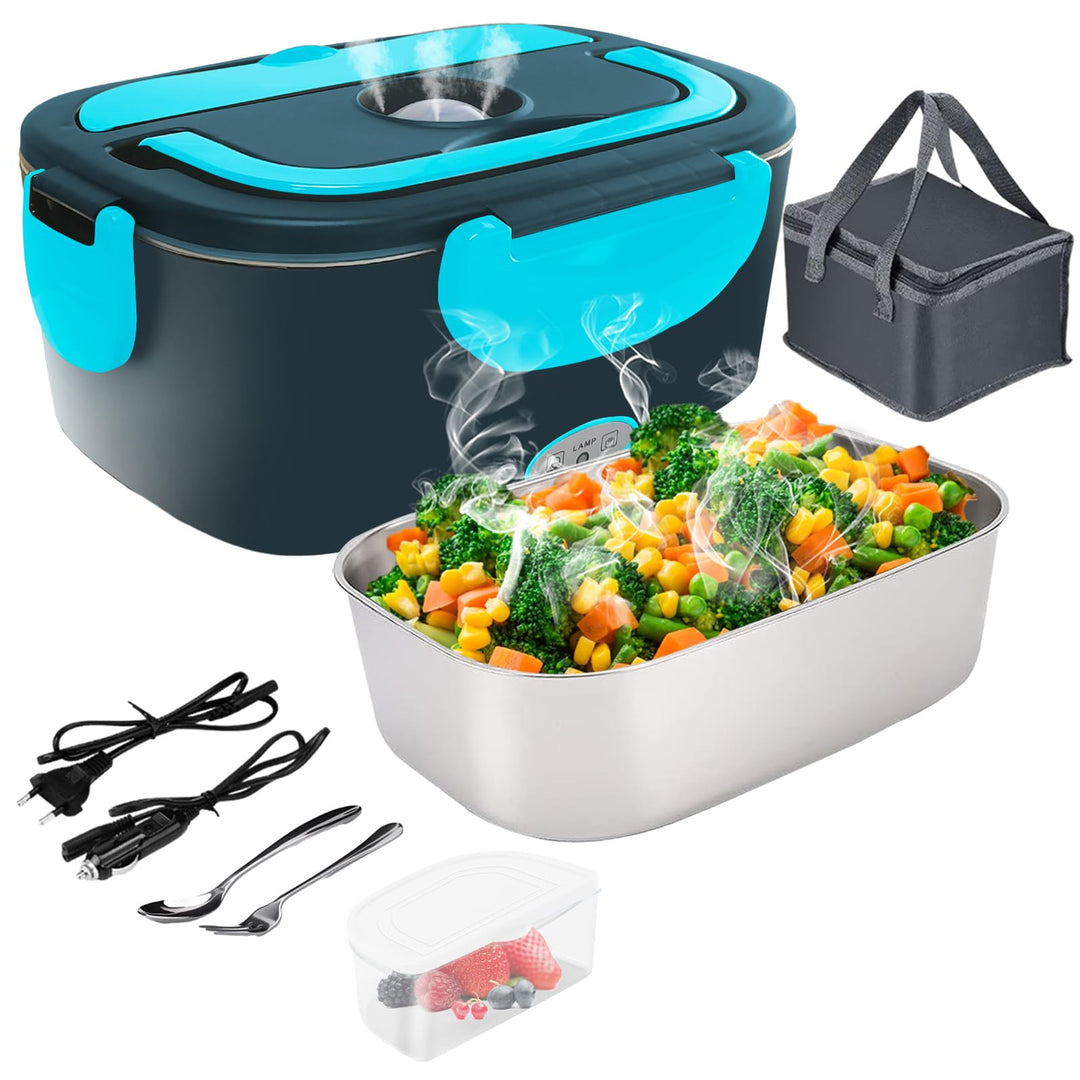 Elektrische Lunchbox 4 in 1 12V/24V/220V~240V, 1.5L 60W Lunch Box Elektrisch Edelstahl Speisenwärmer