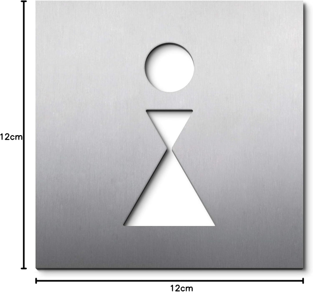 PHOS Design, PS0401K, WC Türschild Frau, 12 x 12 cm, Toilettensymbold mit Design Award, Edelstahl ma