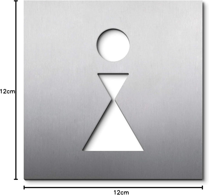 PHOS Design, PS0401K, WC Türschild Frau, 12 x 12 cm, Toilettensymbold mit Design Award, Edelstahl ma