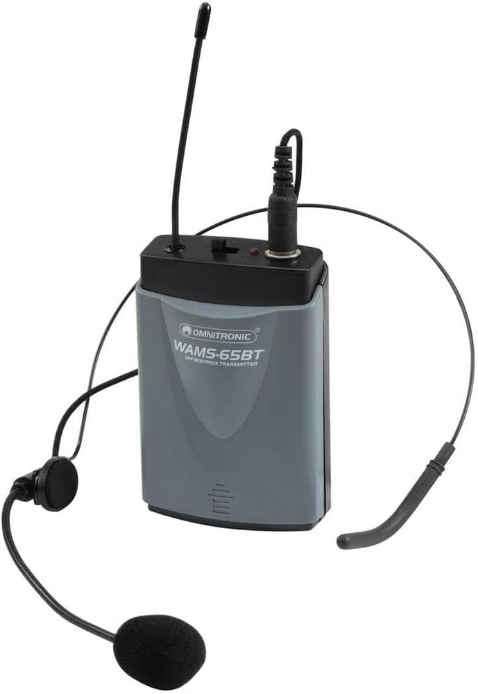 OMNITRONIC WAMS-65BT Taschensender inkl. Headset | Taschensender mit Kopfbügelmikrofon für das Model