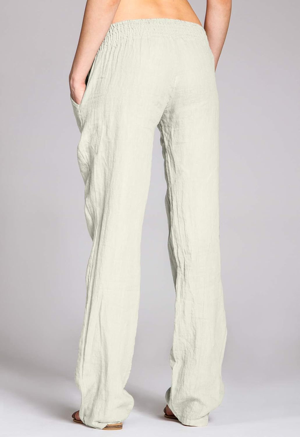 Caspar KHS020 Damen Casual Leinen Hose, Beige