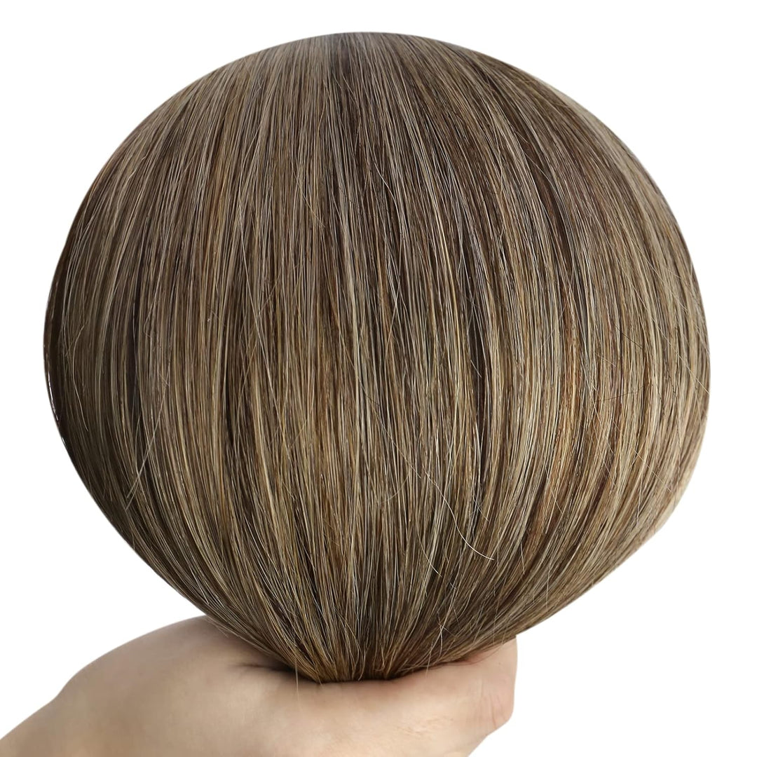 YoungSee Echthaar Tressen Dunkelbraun Tressen Extensions Echthaar Braun Blond Tressen Echthaar 40cm