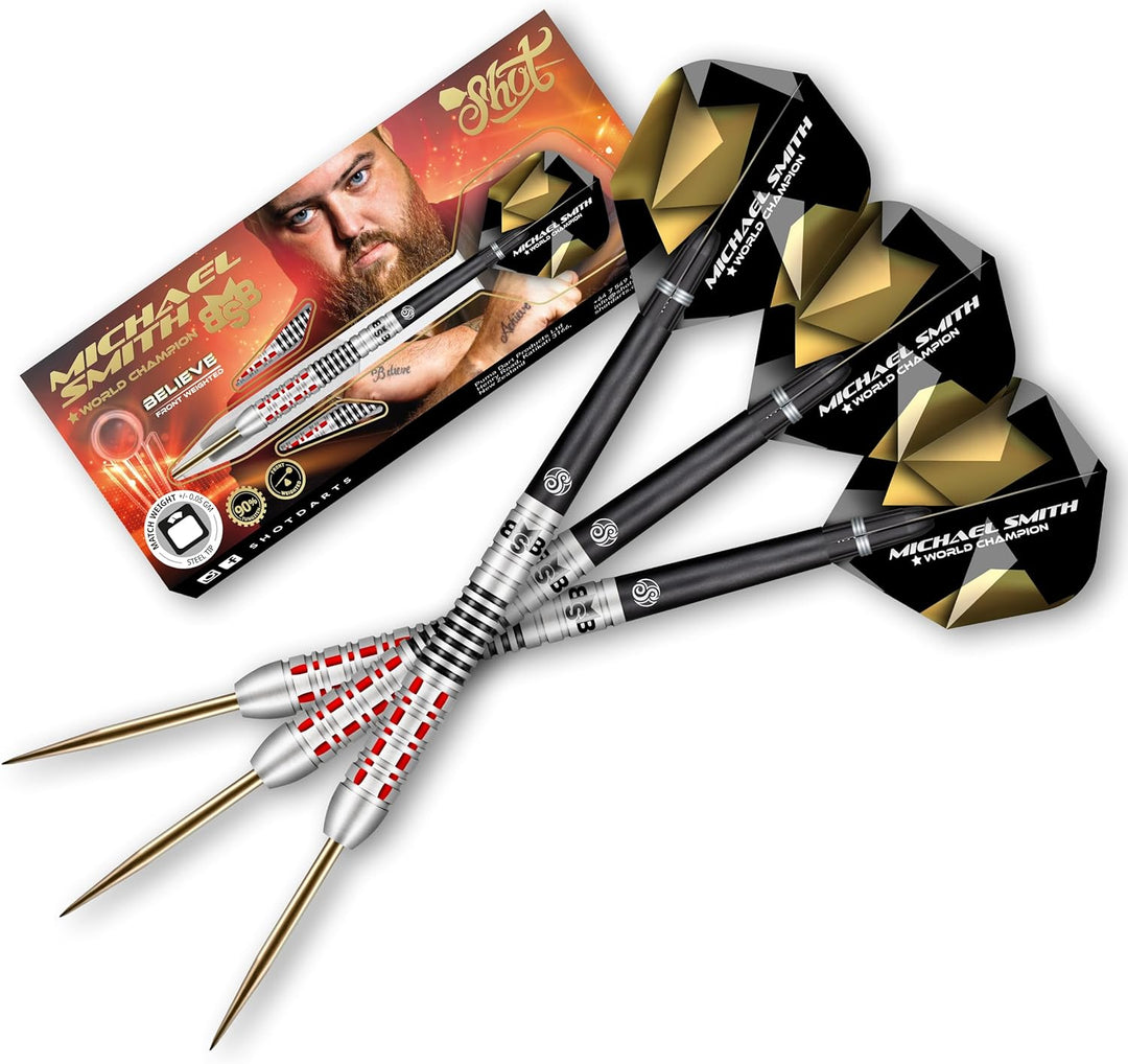 Shot! Steel Darts Michael Smith Bully Boy Believe 90% Tungsten Steeltip Darts Steeldart Hochwertige