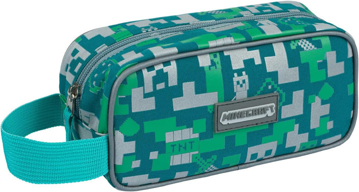 Baagl Minecraft Federmäppchen und Turnbeutel Set 2 Teilig für Jungen und Mädchen, Schule Mäppchen, G