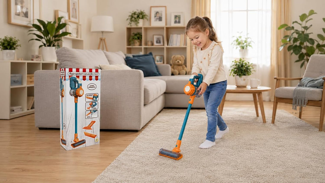 Teorema 3-in-1 kabelloser Staubsauger mit echten Funktionen, Spielzeug für Kinder