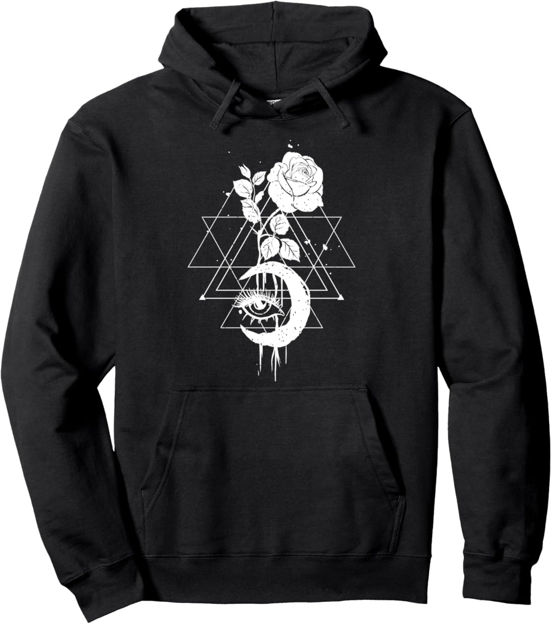 Moon Rose Mond Blume Okkult Gothic Pullover Hoodie