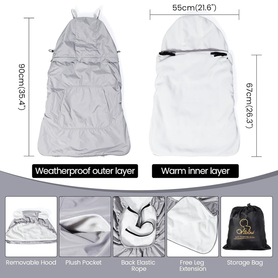 Orzbow Tragecover Babytrage Winter, Universal Wintercover, Regenschutz mit Aufbewahrungstasche, Abne