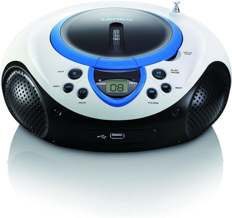 Lenco Kinder Radio CD-Player SCD-38 tragbares UKW-Radio mit CD/MP3-Player und USB in blau, blau