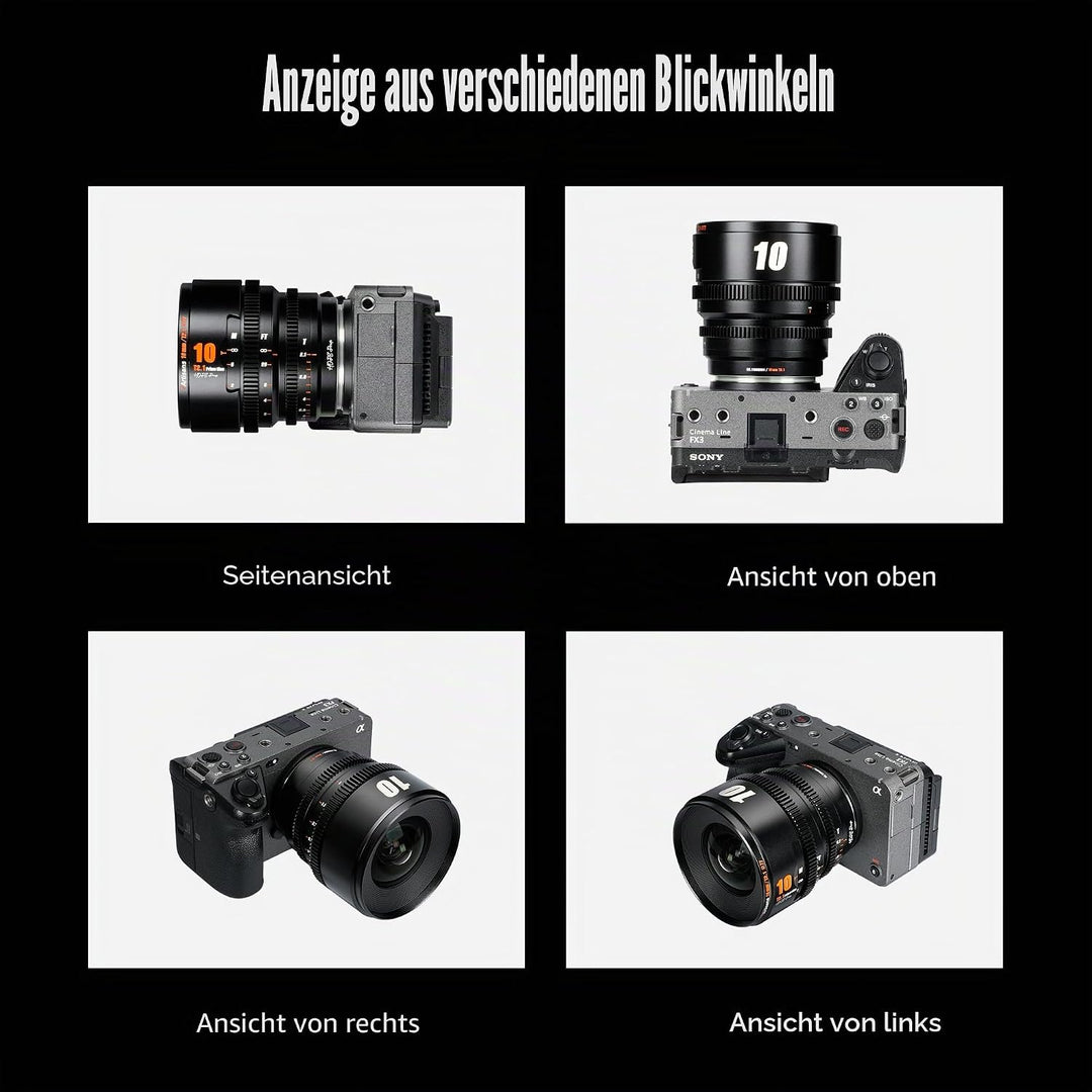 7artisans 10 mm T2.1 Cine-Objektiv, S35-Rahmen, kompatibel mit Sony E Mount-Mount (C-Rahmen), für So