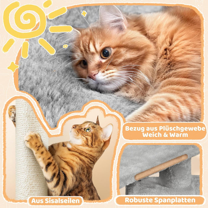 Yaheetech Kratzbaum 87 cm Katzenbaum Kletterbaum, mit Aussichtsplattform Liegemulde Katzenhöhle Sisa