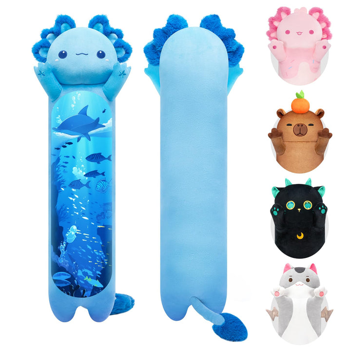 Mewaii 50CM Largo Axolotl de Peluche Almohada Suave y Cómoda Peluche Salamandra Azul Cojines de Felp