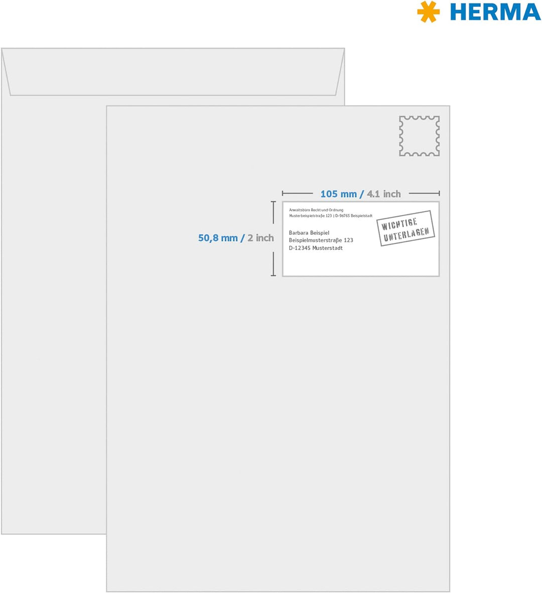 HERMA 4629 Universal Etiketten, 200 Blatt, 105 x 50,8 mm, 10 Stück pro A4 Bogen, 2000 Aufkleber, sel