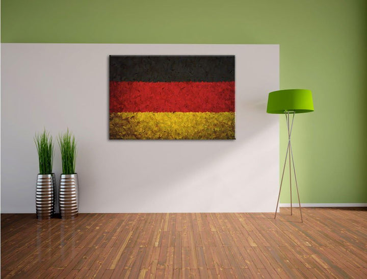 Pixxprint Deutschlandfahne als Leinwandbild/Grösse: 100x70 cm/Wandbild/Kunstdruck/fertig bespannt, 1