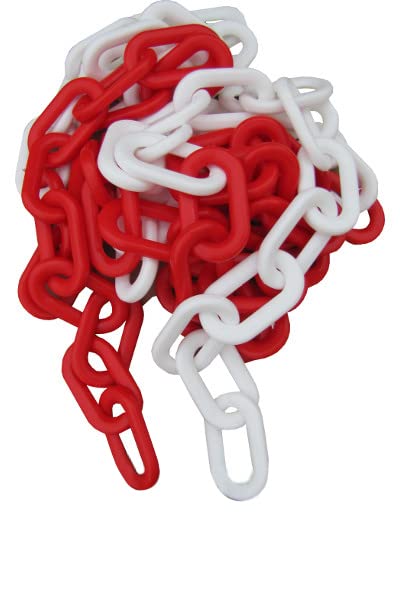Flexibarrier Absperrkette/Plastikkette/Kunststoffkette - 8mm kette, 25m (Rot-Weiss), Rot-Weiss