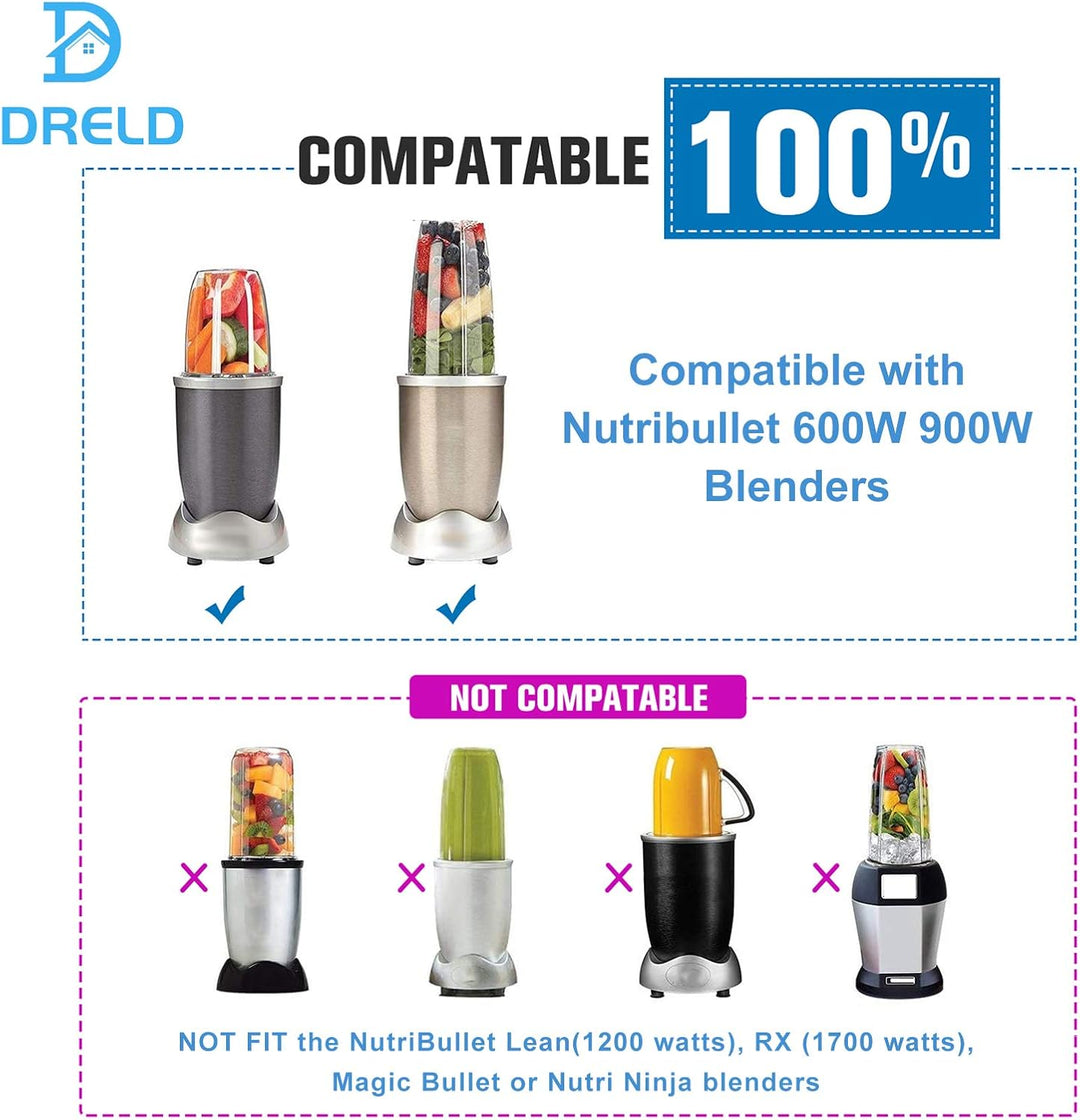 DRELD 2 Set Ersatzbecher 24 OZ für Nutribullet Entsafter mit Flip Top to-Go Deckel, 2 Stück 24 OZ En