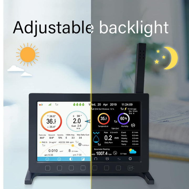 ECOWITT Konsole HP2560 für Wetterstation, TFT-Farbdisplay für Innenbereich mit Touch-Button, ein Zub