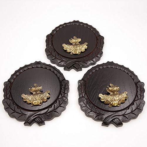 GTK Set 3 Stück Keilerschilder geschnitzt dunkel AF 16 cm mit 3 Stück Eichenlaub Deckblatt gross Kei