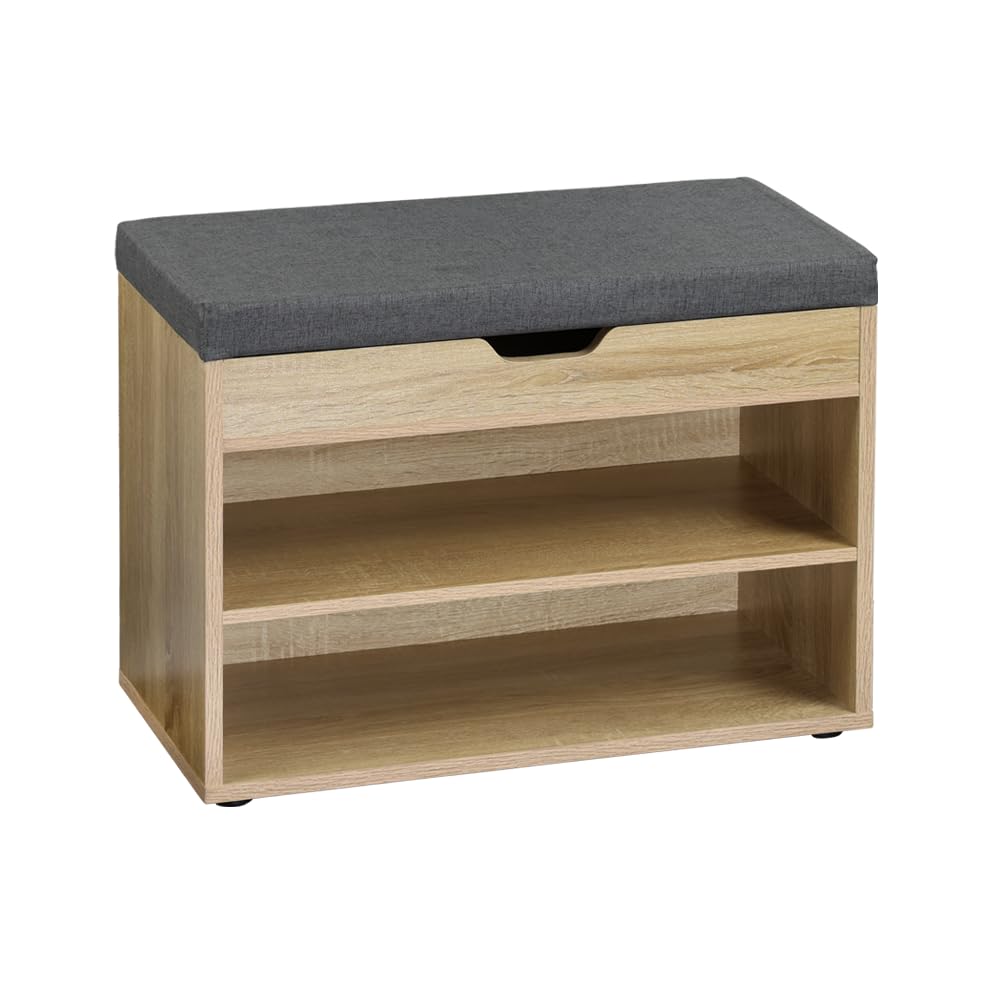 Kesper Schuhschrank mit Sitzkissen, Material: Faserplatte, Masse: B60 x H45 cm x L30 cm, Farbe: Brau