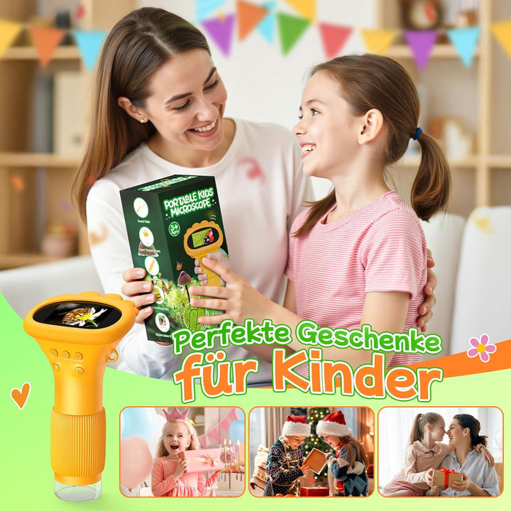 Handheld Kinder Mikroskop Outdoor Entdeckungs Set - Kinder Spielzeug ab 3-12 Jahre Jungen - 2" HD Di