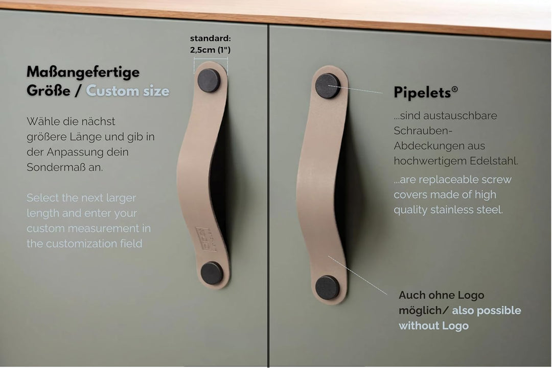 Ledergriffe in 30 Farben für alle Möbel, handgemachte Möbelgriffe aus Leder, massgeschneiderte Schra