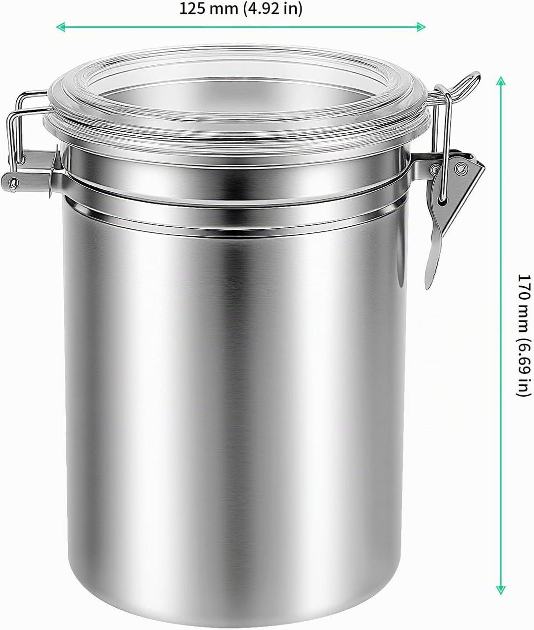 FUNSUEI 3er Set Kaffeedose Edelstahl 1800 ml, Kaffeebehälter Luftdicht mit Transparente Dekel, 12,5