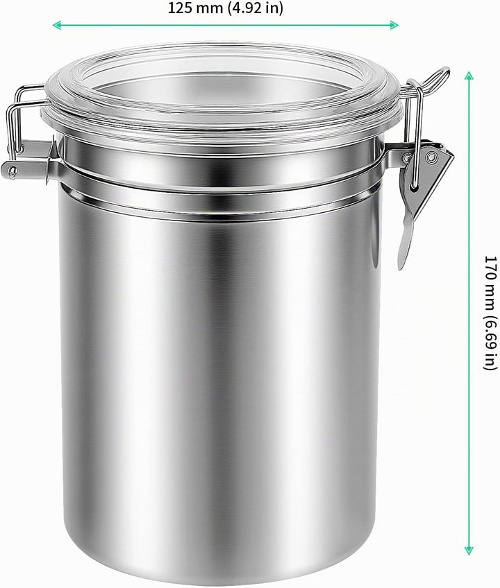 FUNSUEI 3er Set Kaffeedose Edelstahl 1800 ml, Kaffeebehälter Luftdicht mit Transparente Dekel, 12,5