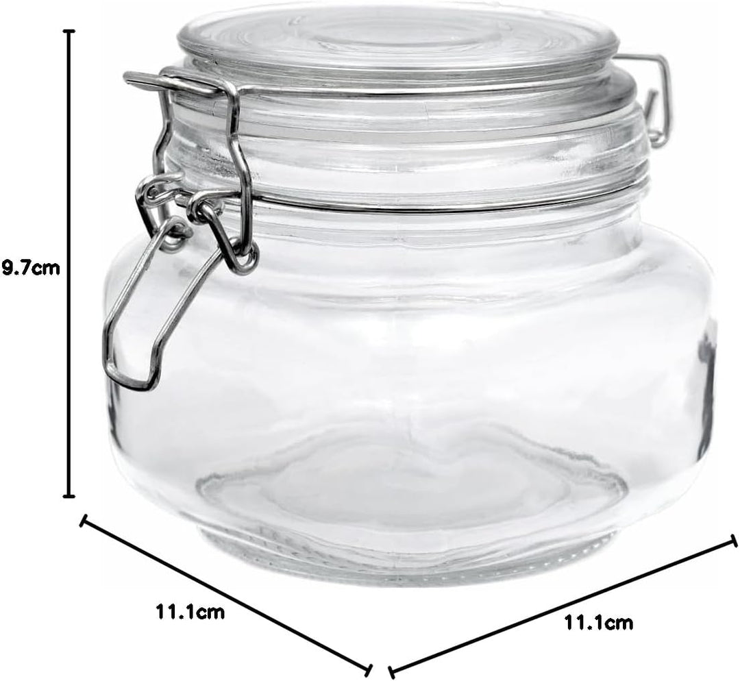 gouveo 12er Set Vorratsgläser 500 ml eckig mit Bügelverschluss - Bügelgläser aus Glas mit Drahtbügel