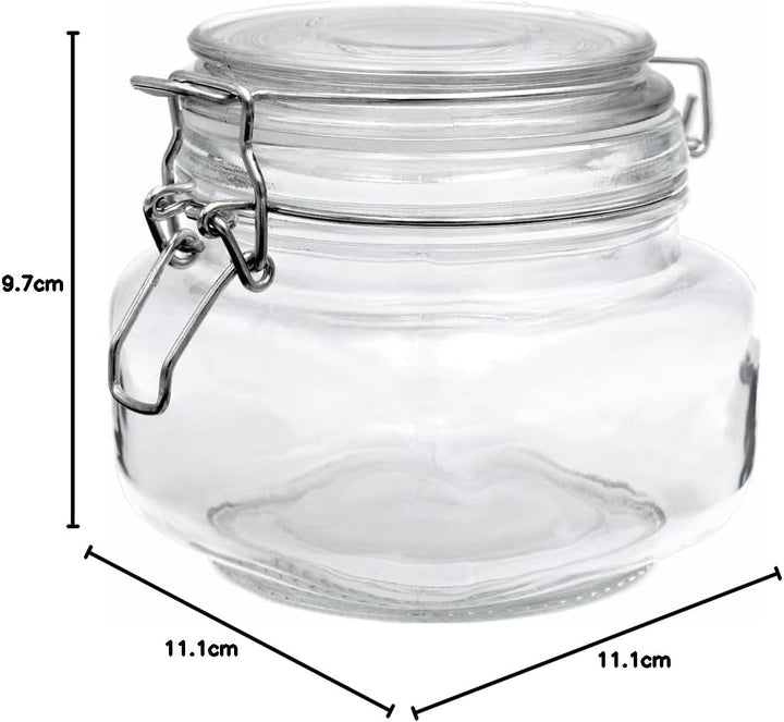 gouveo 12er Set Vorratsgläser 500 ml eckig mit Bügelverschluss - Bügelgläser aus Glas mit Drahtbügel