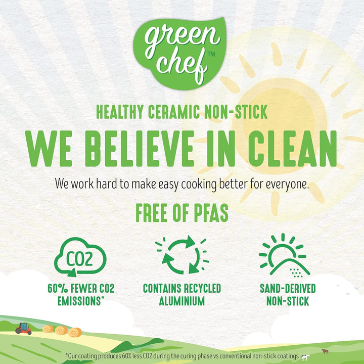 GreenChef Vintage Gesunde Keramische Antihaftbeschichtung Wok-Pfanne, 24 cm/2,5 Liter, Holzinspirier