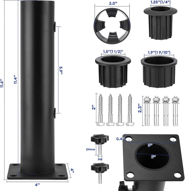 Sonnenschirm Schirmständer Standard mit 3 TLG Reduzierring (48/38/32 mm) Sonnenschirm Hülse Ständer,