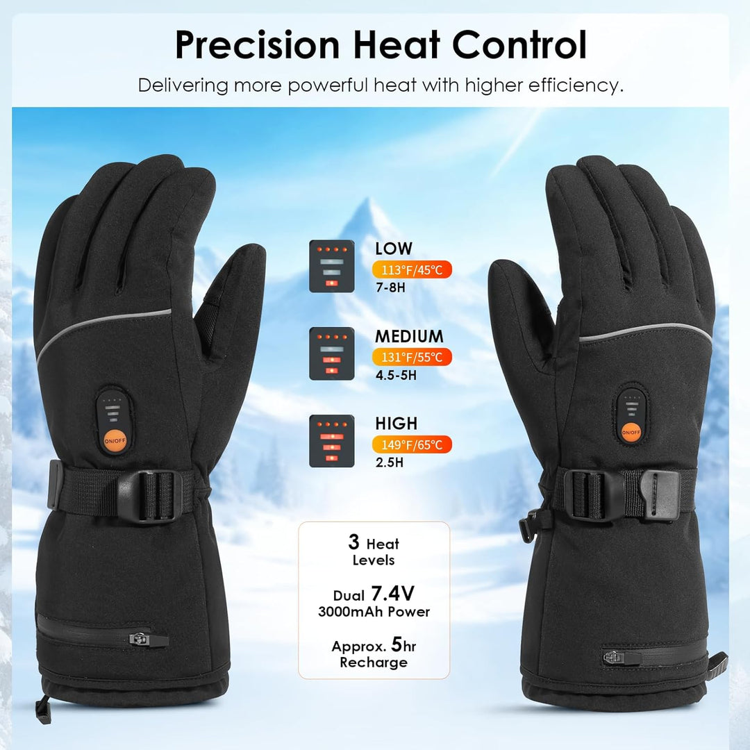 Minthouz Beheizbare Handschuhe für Damen Herren, 7.4V 3000 mAh Beheizbare Handschuhe mit Akku mit 6