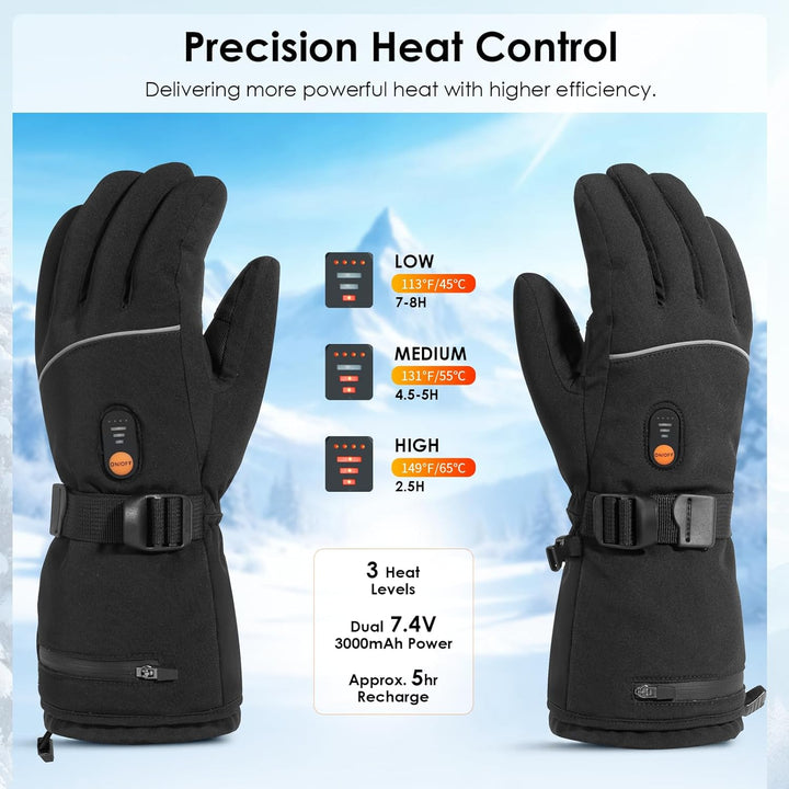 Minthouz Beheizbare Handschuhe für Damen Herren, 7.4V 3000 mAh Beheizbare Handschuhe mit Akku mit 6