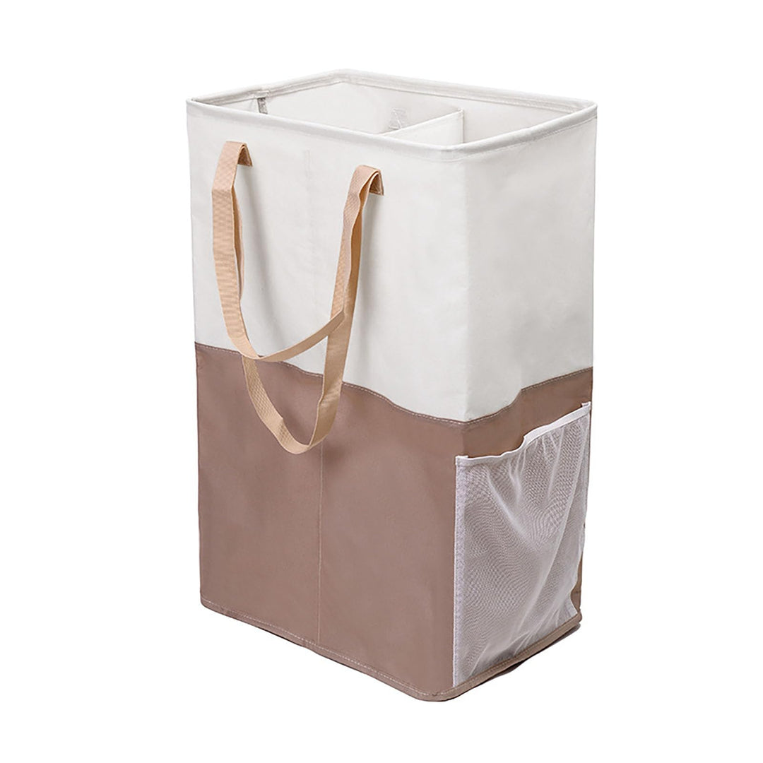 88L Faltbarer Wäschekorb mit 2 Fächern, Rechteckiger Wäschesammler mit Griffen für Schlafzimmer, Bad