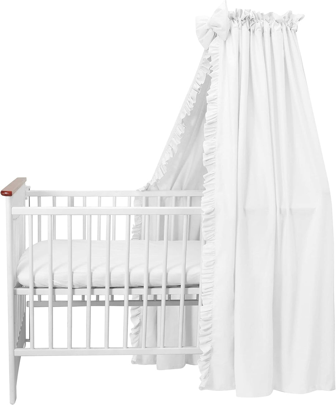 balbina Baldachin 100% Baumwolle, Deko-Set für Kinderbett, Betthimmel mit Rüsche & Schleife, Moskito