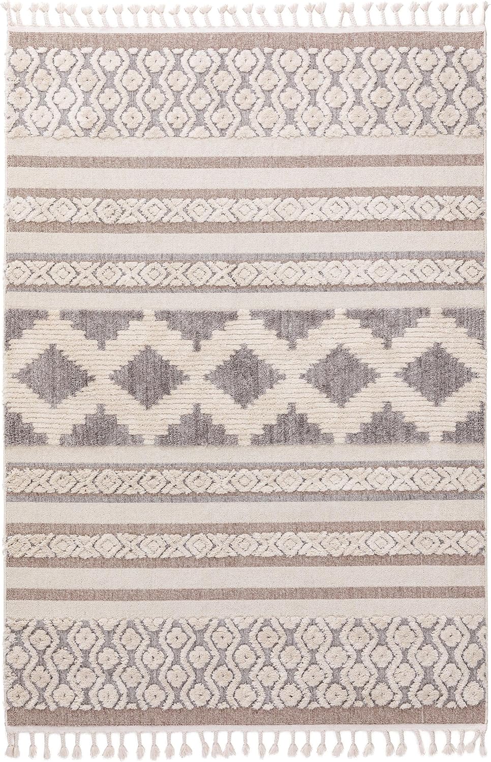 benuta TRENDS Kurzflor Teppich OYO Cream/Grau 120x180 cm - Moderner Teppich für Wohnzimmer, 40538948