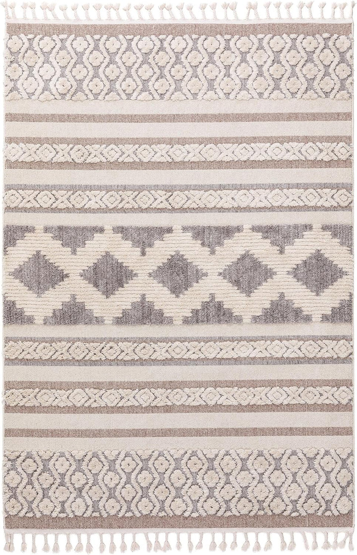 benuta TRENDS Kurzflor Teppich OYO Cream/Grau 120x180 cm - Moderner Teppich für Wohnzimmer, 40538948