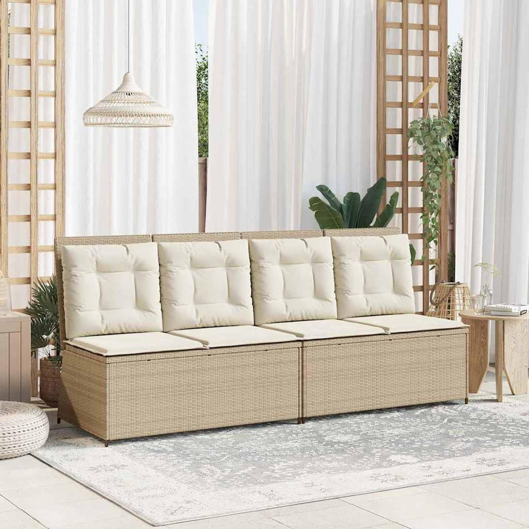 Homgoday Gartenliegebank Beige Poly-Rattan 108 cm Sitzbreite, 2-Personen, für Entspannung und Freilu