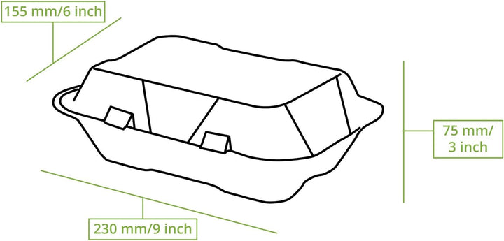 BIOZOYG Zuckerrohr Burger-Box mit Klapp-Deckel I kompostierbare Imbiss-Verpackung aus Bagasse - biol