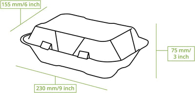 BIOZOYG Zuckerrohr Burger-Box mit Klapp-Deckel I kompostierbare Imbiss-Verpackung aus Bagasse - biol