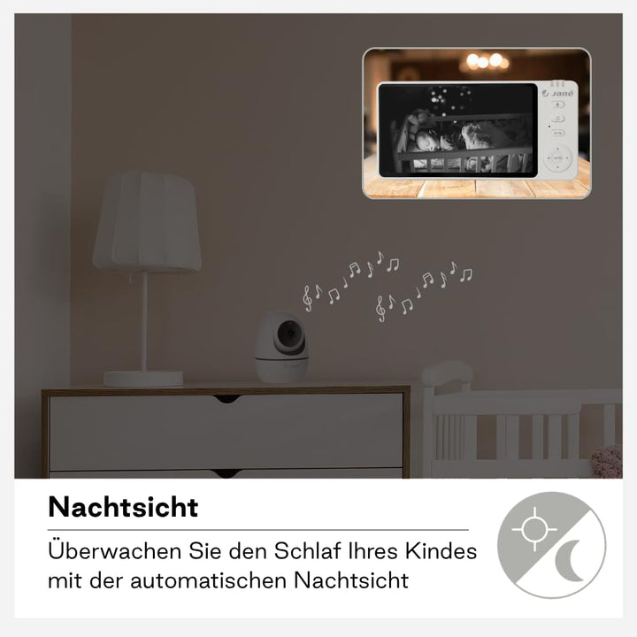 Jané Eye Pro Baby-Monitor, Babyphone mit rotierender Kamera, motorisierter Neigung, 12,7-cm-Bildschi